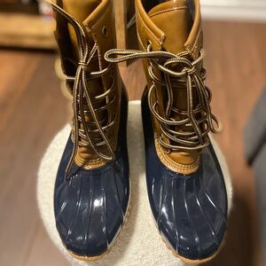 Original Sporto Duck Boots Ariel, tan and navy blue, waterproof, snow boot